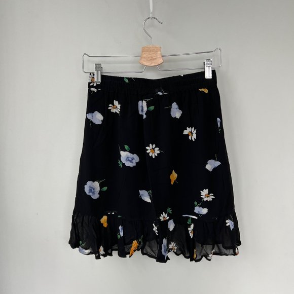 GANNI Dainty Georgette Mini Skirt In Black Size 34 - Picture 4 of 6